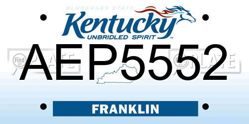 AEP5552 Kentucky License Plate