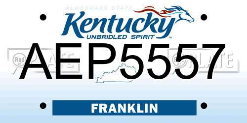 AEP5557 Kentucky License Plate