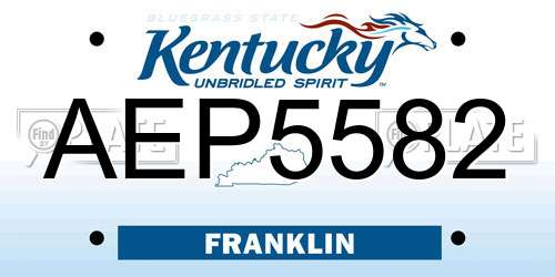 AEP5582 Kentucky License Plate