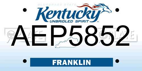 AEP5852 Kentucky License Plate