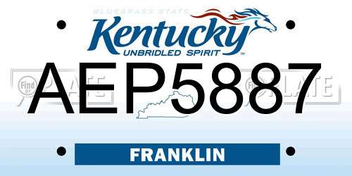 AEP5887 Kentucky License Plate