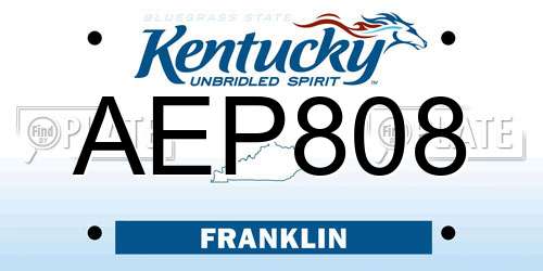 AEP808 Kentucky License Plate