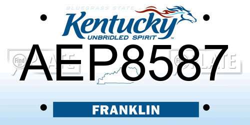 AEP8587 Kentucky License Plate