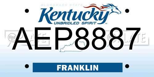 AEP8887 Kentucky License Plate