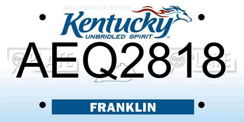AEQ2818 Kentucky License Plate