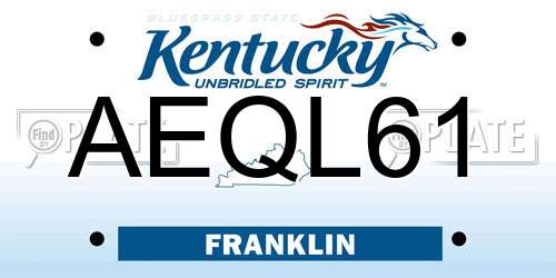 AEQL61 Kentucky License Plate