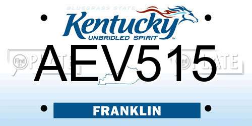 AEV515 Kentucky License Plate