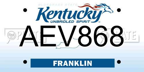 AEV868 Kentucky License Plate