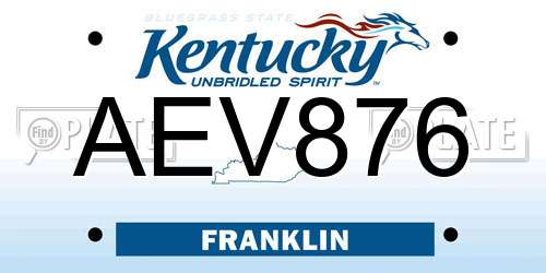 AEV876 Kentucky License Plate