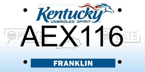 AEX116 Kentucky License Plate