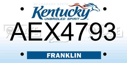 AEX4793 Kentucky License Plate