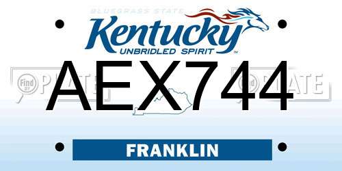 AEX744 Kentucky License Plate
