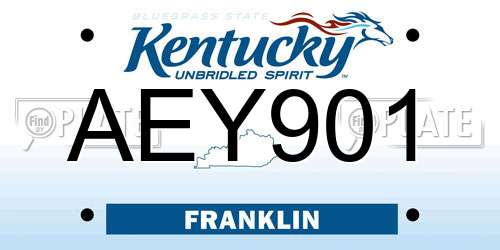 AEY901 Kentucky License Plate