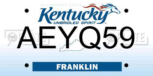 AEYQ59 Kentucky License Plate