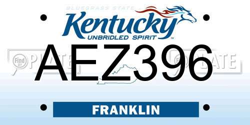 AEZ396 Kentucky License Plate