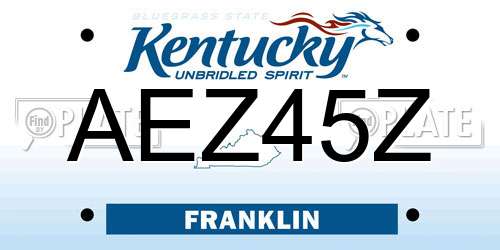 AEZ45Z Kentucky License Plate