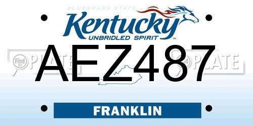 AEZ487 Kentucky License Plate