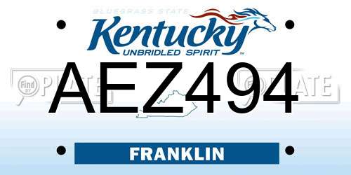 AEZ494 Kentucky License Plate