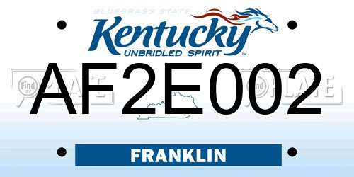 AF2E002 Kentucky License Plate