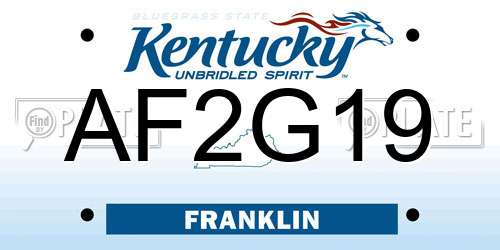 AF2G19 Kentucky License Plate