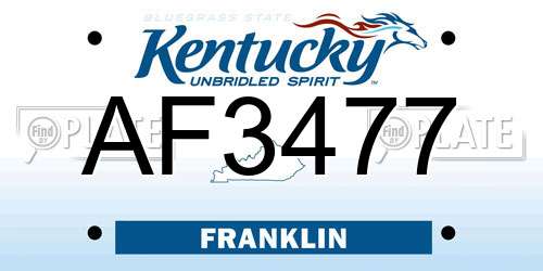 AF3477 Kentucky License Plate