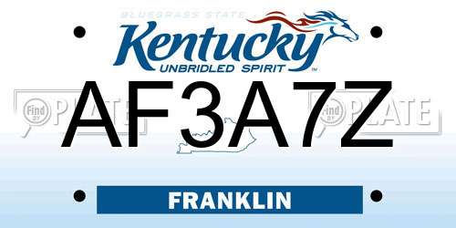 AF3A7Z Kentucky License Plate