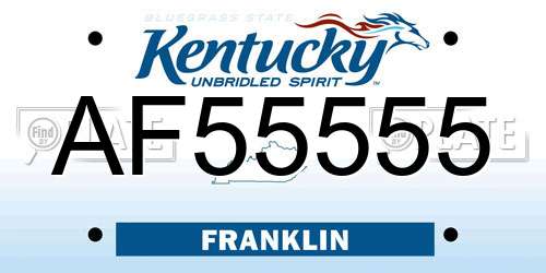 AF55555 Kentucky License Plate