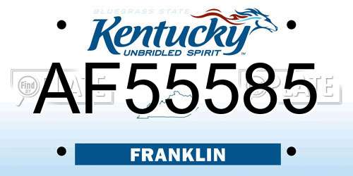 AF55585 Kentucky License Plate