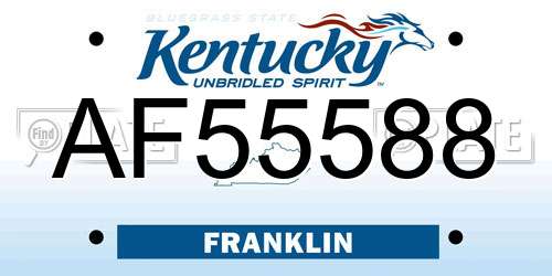 AF55588 Kentucky License Plate
