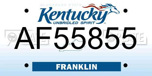 AF55855 Kentucky License Plate