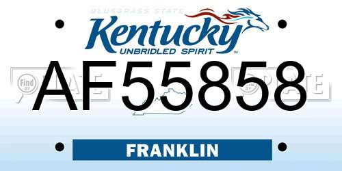 AF55858 Kentucky License Plate