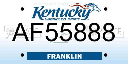 AF55888 Kentucky License Plate