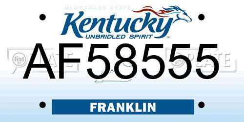 AF58555 Kentucky License Plate