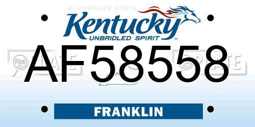 AF58558 Kentucky License Plate
