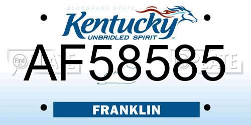 AF58585 Kentucky License Plate