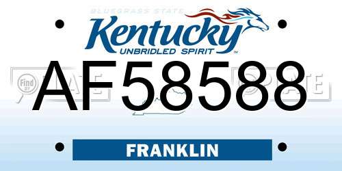AF58588 Kentucky License Plate