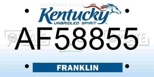 AF58855 Kentucky License Plate
