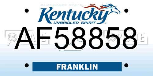 AF58858 Kentucky License Plate