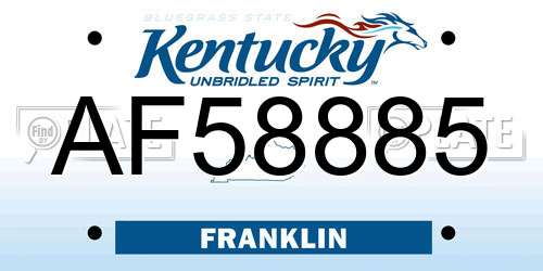 AF58885 Kentucky License Plate