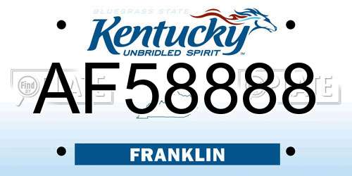AF58888 Kentucky License Plate