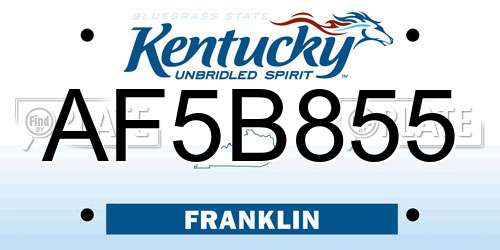 AF5B855 Kentucky License Plate