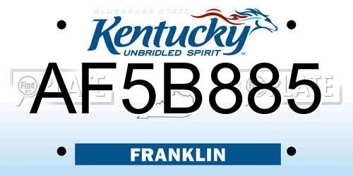 AF5B885 Kentucky License Plate