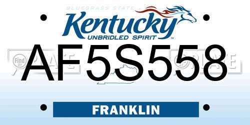 AF5S558 Kentucky License Plate