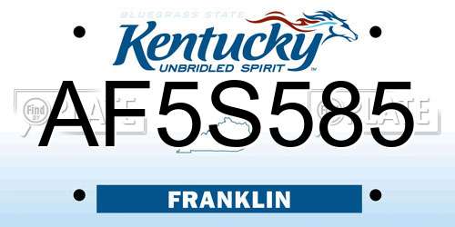 AF5S585 Kentucky License Plate