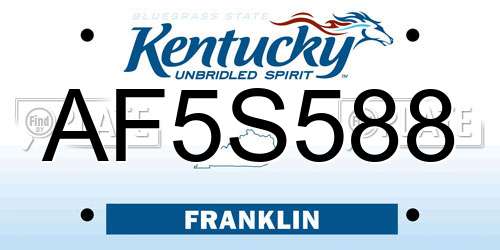 AF5S588 Kentucky License Plate