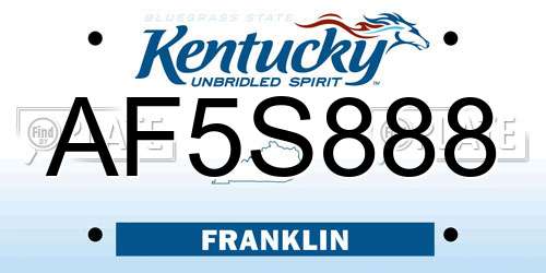 AF5S888 Kentucky License Plate