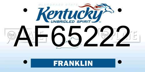 AF65222 Kentucky License Plate