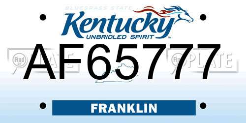 AF65777 Kentucky License Plate