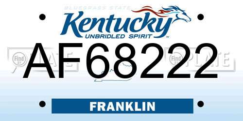 AF68222 Kentucky License Plate