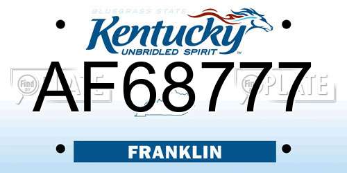 AF68777 Kentucky License Plate